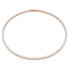 swarovski matrix tennis necklace  round cut  white  18k rose gold finish