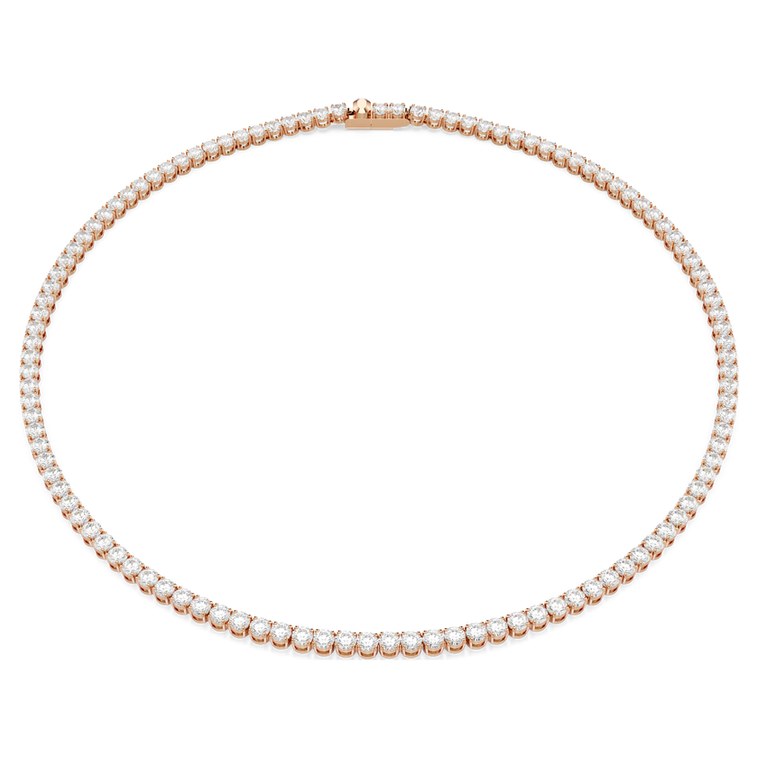 swarovski matrix tennis necklace  round cut  white  18k rose gold finish