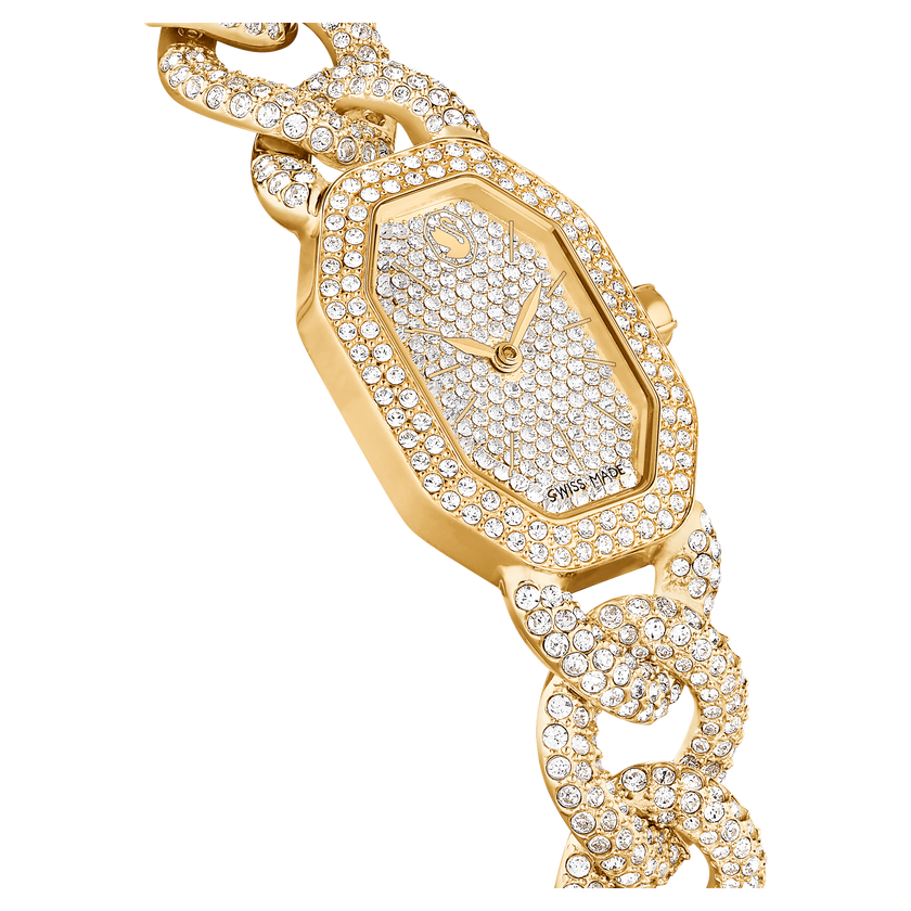 swarovski dextera chain watch  swiss made  crystal bracelet  gold tone  gold tone finish