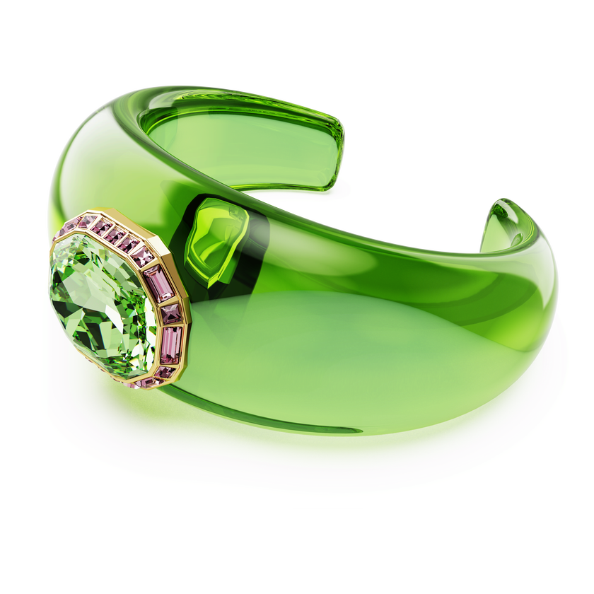 swarovski dulcis cuff  octagon cut  pav   green  gold tone plated