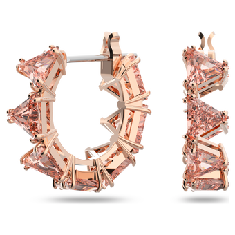 Ortyx hoop earrings, Triangle cut, Small, Pink, Rose gold-tone plated swarovski ortyx hoop earrings triangle cut small pink rose gold tone plated