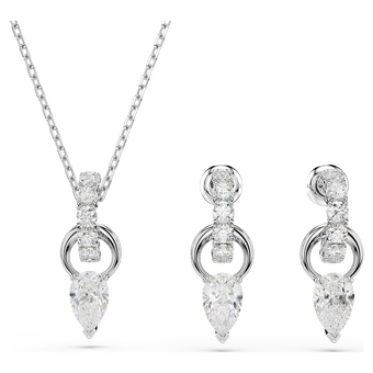 swarovski mesmera set  pear cut  round cut  white  rhodium plated