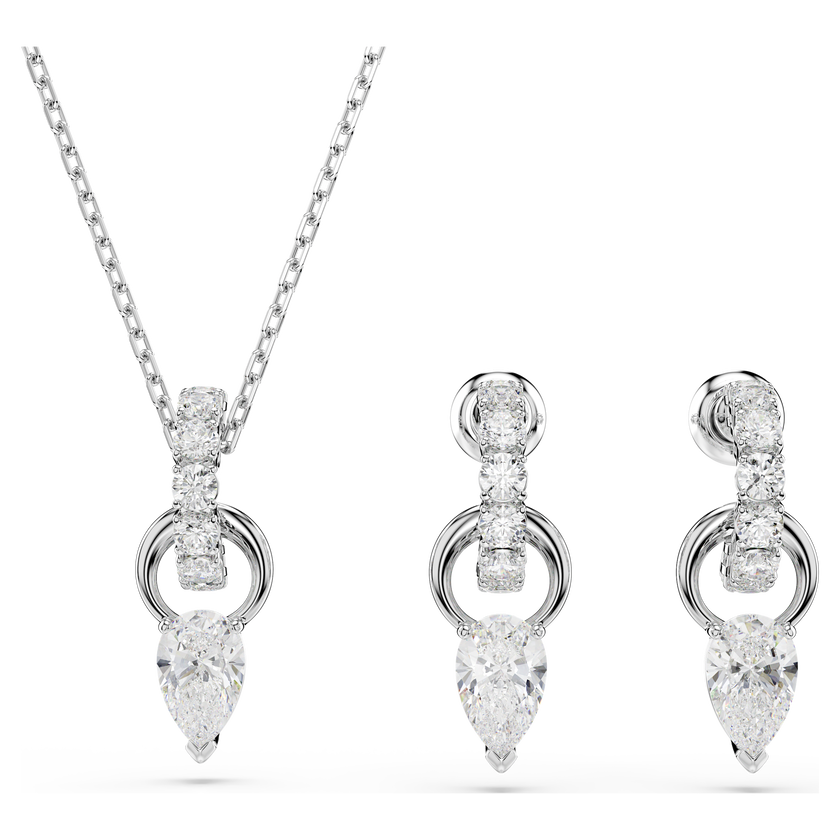 swarovski mesmera set  pear cut  round cut  white  rhodium plated