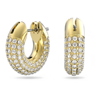 Dextera hoop earrings, Pavé, White, Gold-tone plated