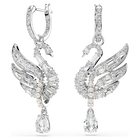 swarovski swan vienna earrings  swan  white  rhodium plated