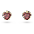 Stilla stud earrings, Heart, Red, Gold-tone plated