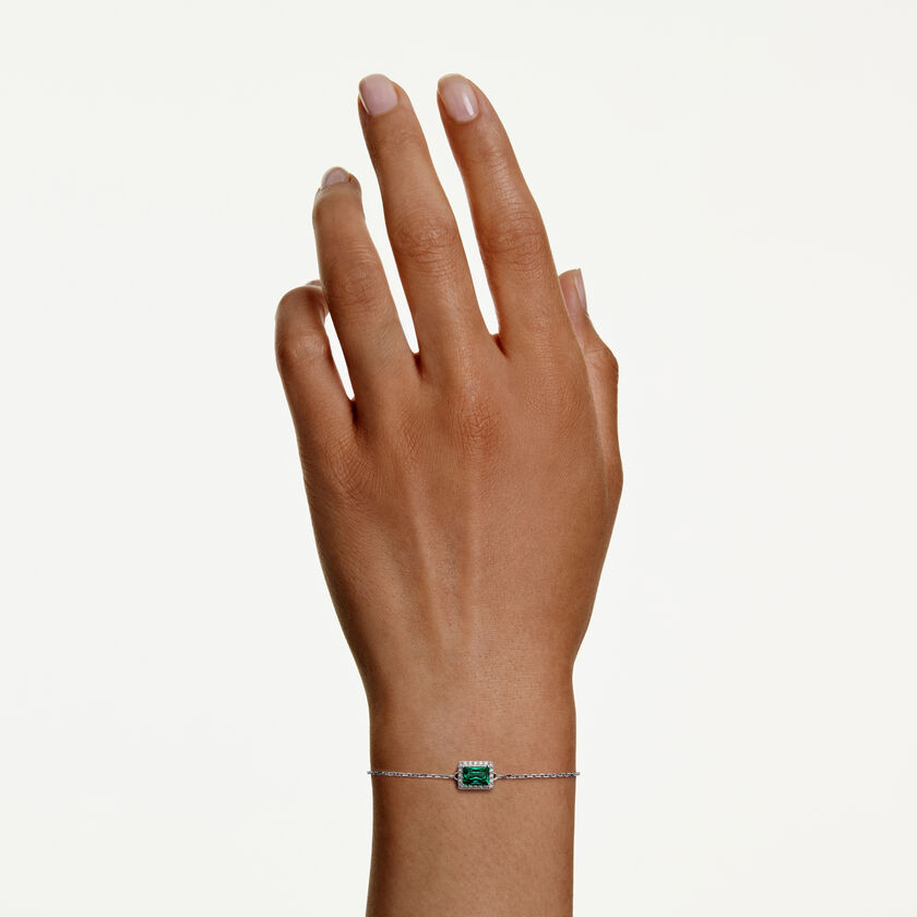 swarovski una angelic bracelet  rectangular cut  pav   green  rhodium plated