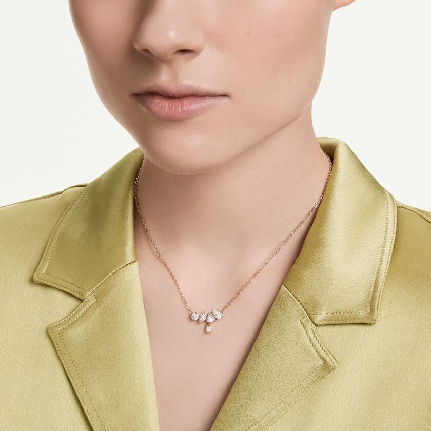 swarovski mesmera necklace  mixed cuts  white  18k rose gold finish