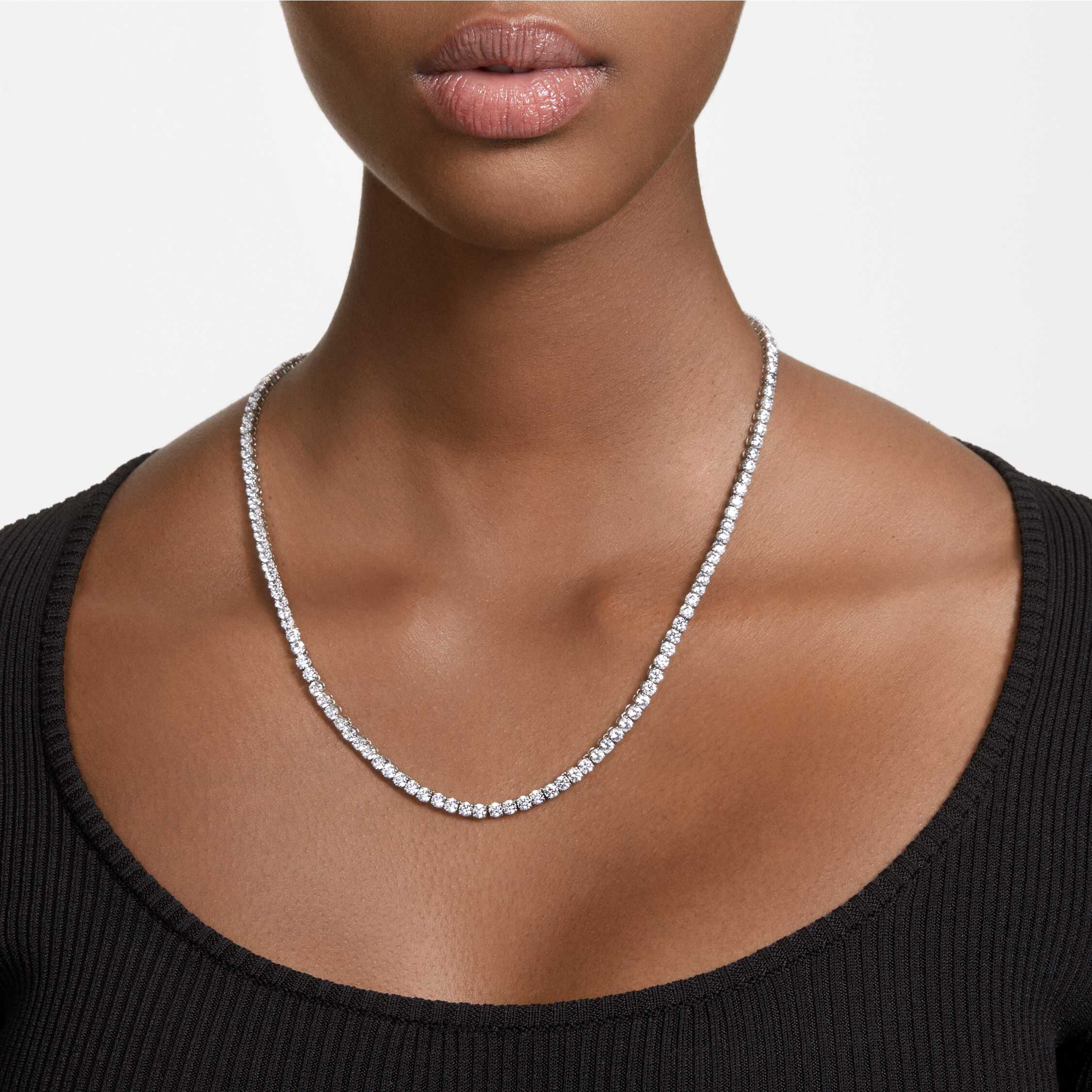 Buy Swarovski Matrix Tennis necklace, Round cut, White, Rhodium plated