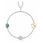 سوار حامل لشكل عظمة الطيور الجالبة للحظ من مجموعة swarovski remix، أخضر اللون، مطلي بالروديوم