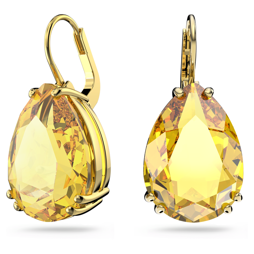 swarovski millenia earrings  pear cut crystal  yellow  gold tone plated