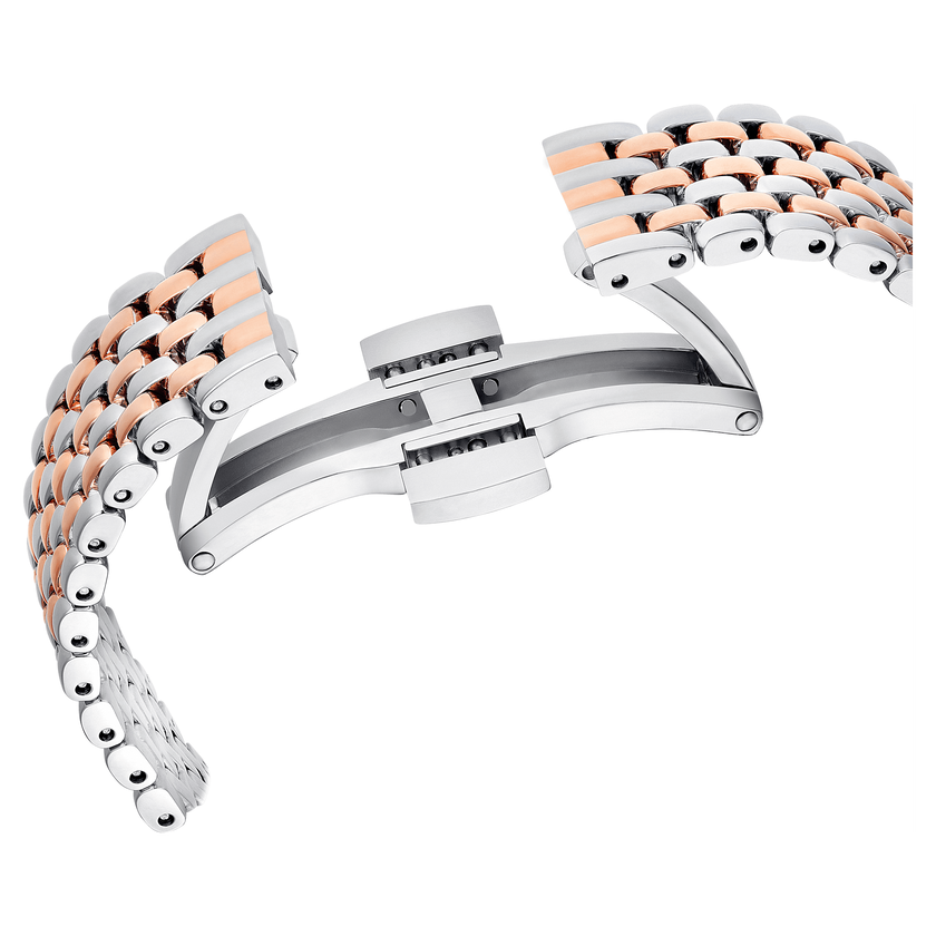 swarovski matrix tennis 7 link watch  swiss made  metal bracelet  rose gold tone  mixed metal finish