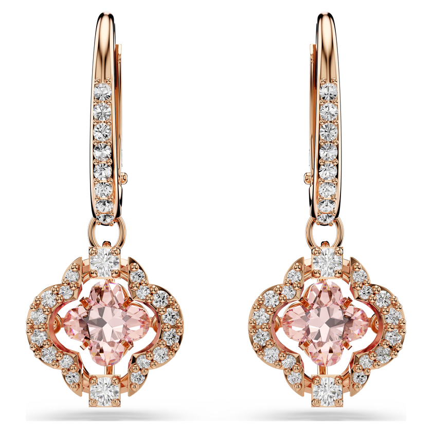 swarovski una drop earrings  clover  pink  rose gold tone plated