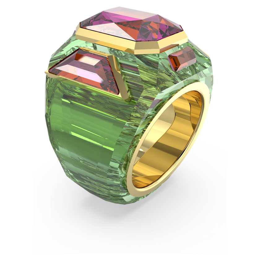 swarovski خاتم كوكتيل chroma، لون أخضر، طلاء ذهبي