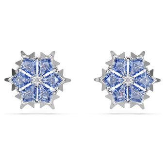 swarovski magic stud earrings  snowflake  blue  rhodium plated