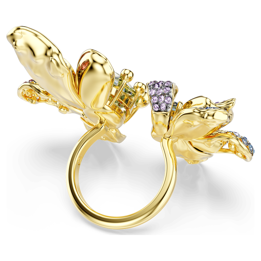 swarovski idyllia ring  mixed cuts  pav   flower  multicolored  mixed metal finish