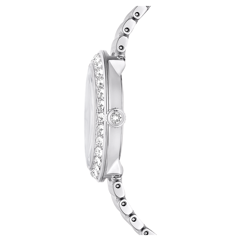 swarovski matrix tennis 7 link watch  swiss made  metal bracelet  silver tone  stainless steel