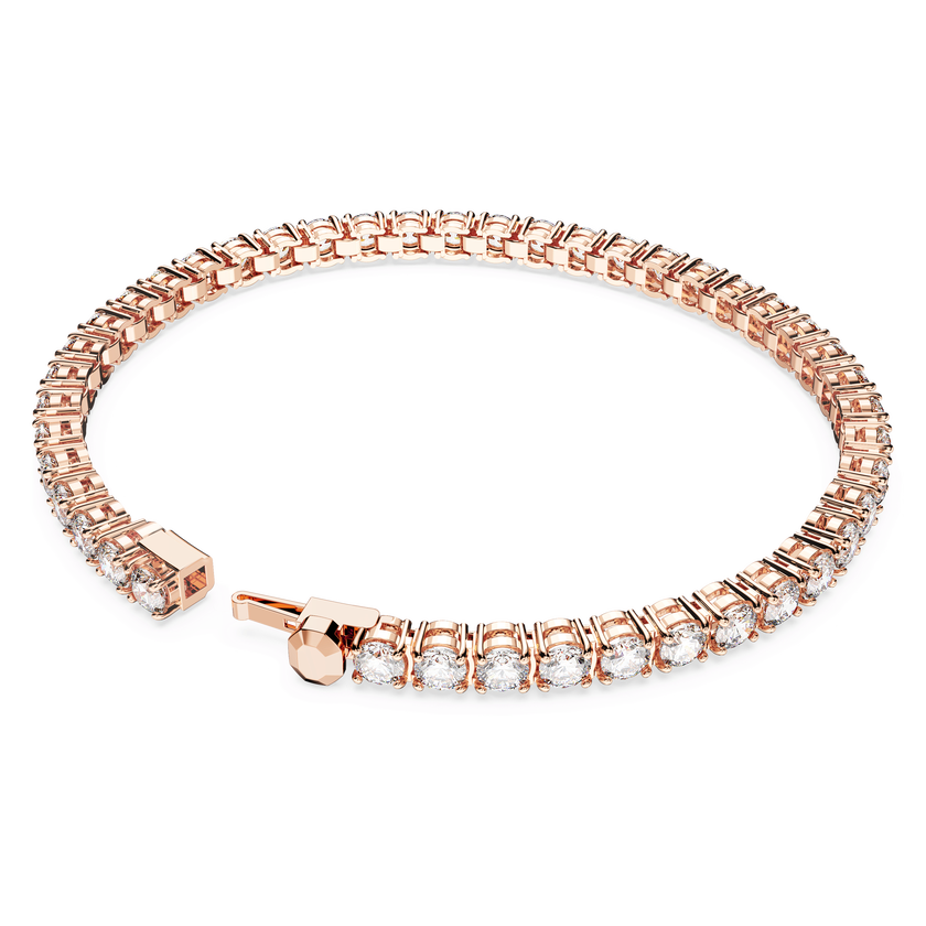 swarovski matrix tennis bracelet  round cut  white  rose gold tone plated