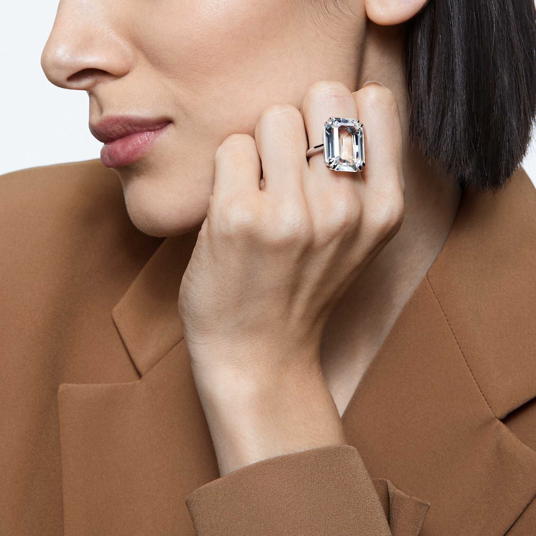 swarovski mesmera cocktail ring  white  rhodium plated