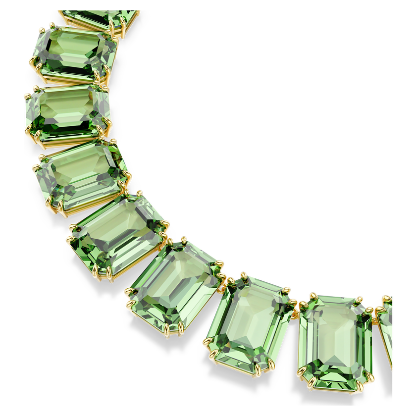 swarovski millenia necklace  oversized crystals  octagon cut  green  18k gold finish