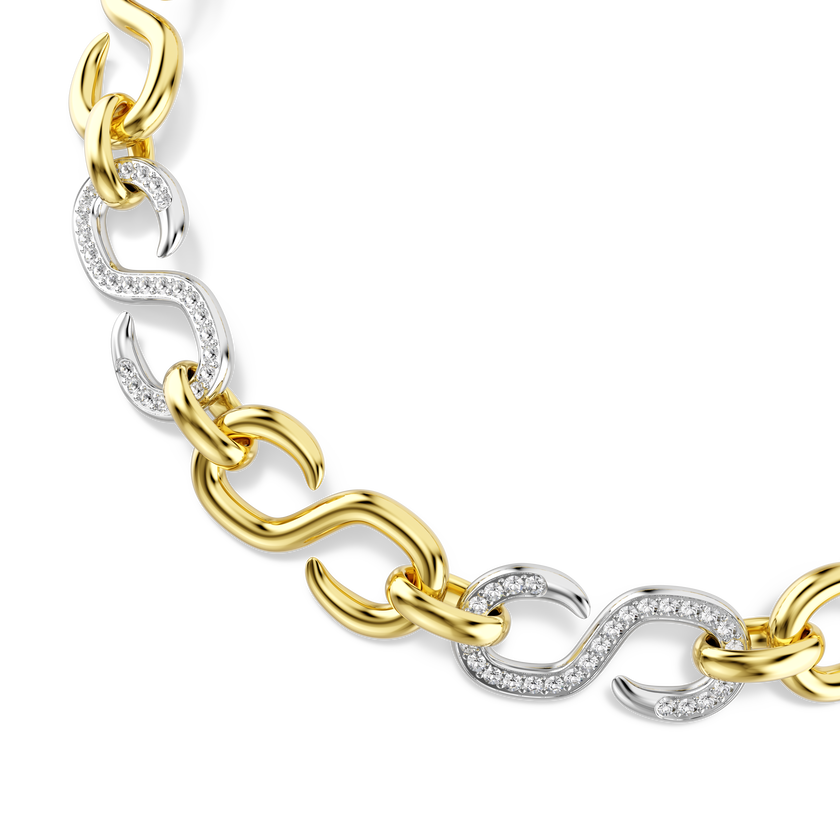 swarovski عقد dextera، قطع مُستدير، سلسلة، لون أبيض، لمسة نهائية من معادن مختلطة