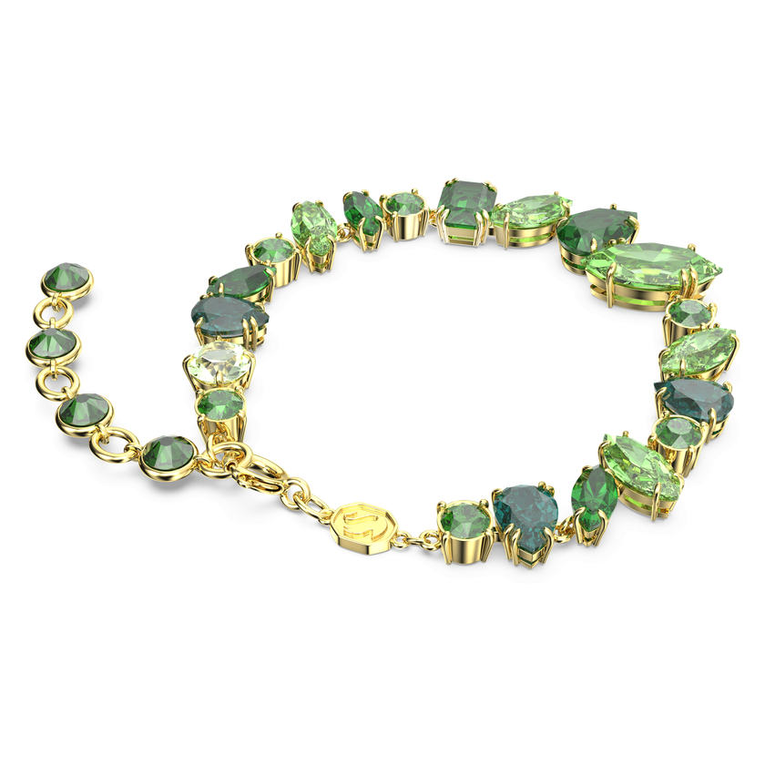 swarovski gema bracelet  mixed cuts  green  18k gold finish