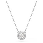 Una Angelic pendant, Round cut, Pavé, White, Rhodium plated