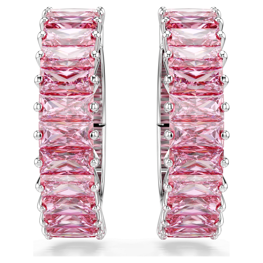 swarovski matrix ear cuffs  baguette cut  pink  rhodium plated