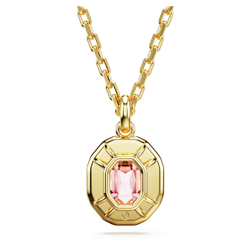 swarovski imber pendant  octagon cut  pink  gold tone plated