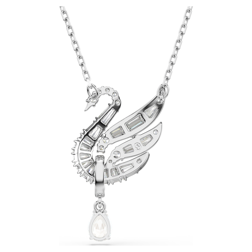 swarovski قلادة swan vienna، شكل بجعة، لون أبيض، طلاء روديوم