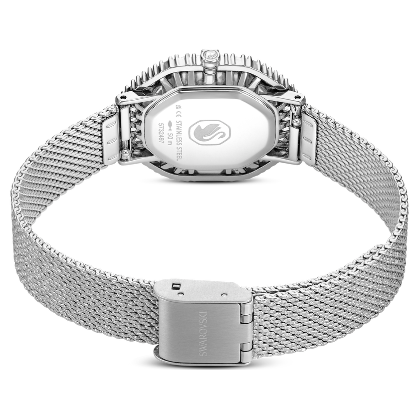 swarovski ساعة matrix octagon، سوار معدني، لون فضي، ستانلس ستيل