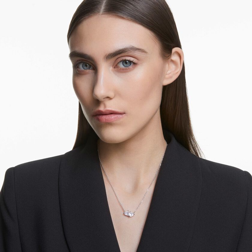 swarovski عقد mesmera، شكل قلب، لون أبيض، طلاء روديوم