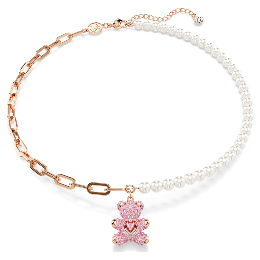 swarovski teddy pendant  bear  pink  rose gold tone plated