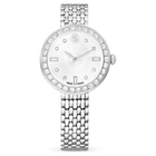 swarovski matrix tennis 7 link watch  swiss made  metal bracelet  silver tone  stainless steel