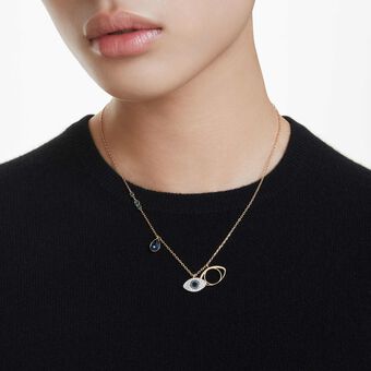 swarovski symbolica pendant  evil eye  blue  gold tone plated