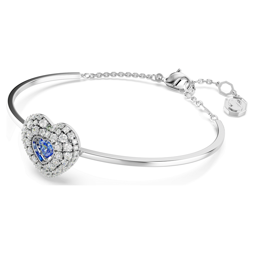 swarovski idyllia bangle  heart  blue  rhodium plated
