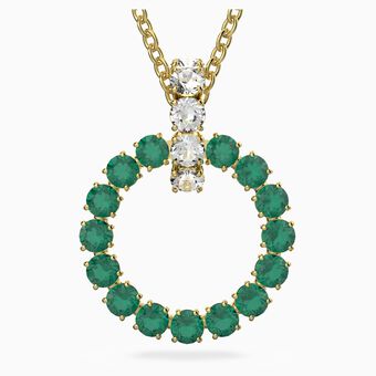 Exalta pendant, Green, Gold-tone plated