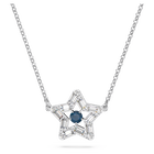 Stella pendant, Star, White, Rhodium plated