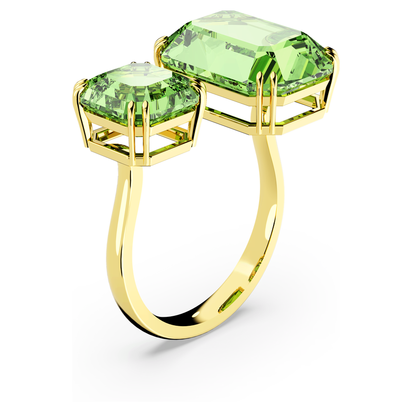 swarovski millenia cocktail ring  octagon cut crystals  green  gold tone plated