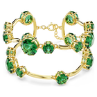 Constella double bangle, Mixed round cuts, Green, Gold-tone plated