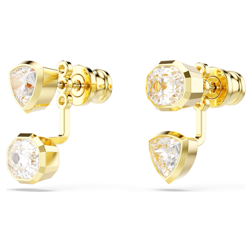 swarovski imber earring jackets  asymmetrical design  mixed cuts  white  gold tone plated