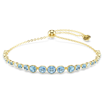 swarovski imber bracelet  round cut  blue  18k gold finish