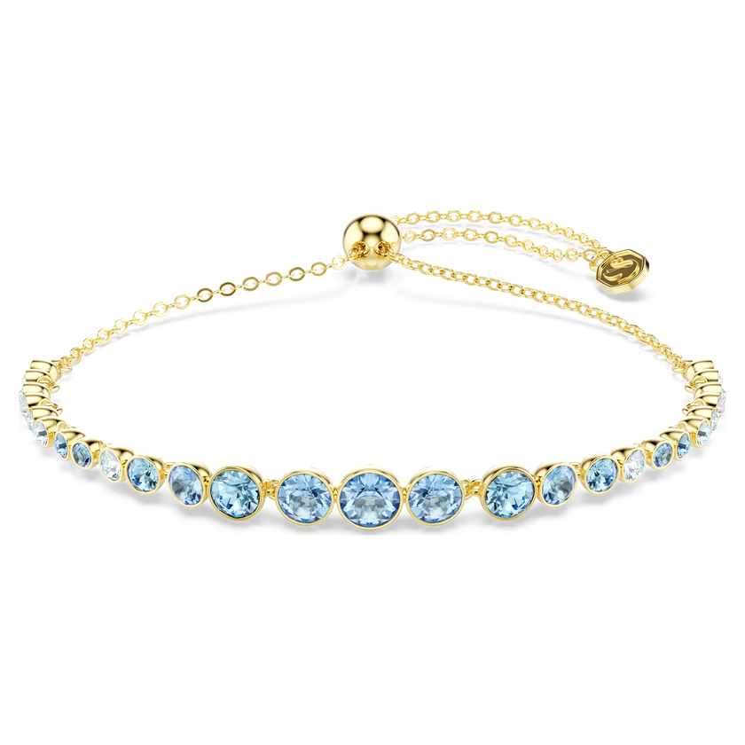 swarovski imber bracelet  round cut  blue  18k gold finish