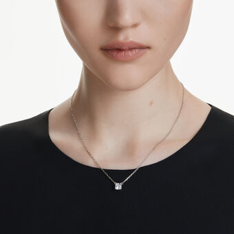 swarovski stilla attract pendant  square cut  white  rhodium plated