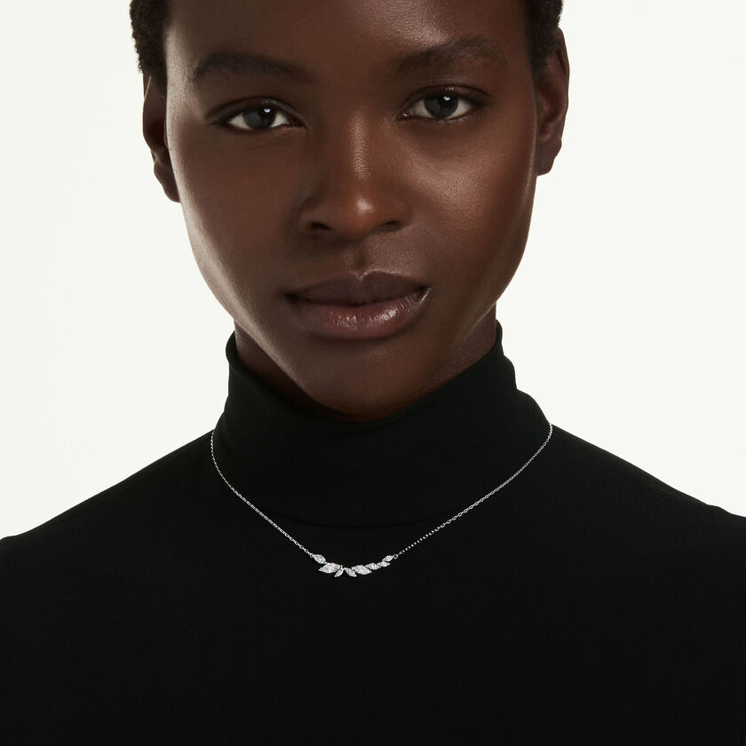 swarovski عقد mesmera، قطع ماركيز، لون أبيض، طلاء روديوم