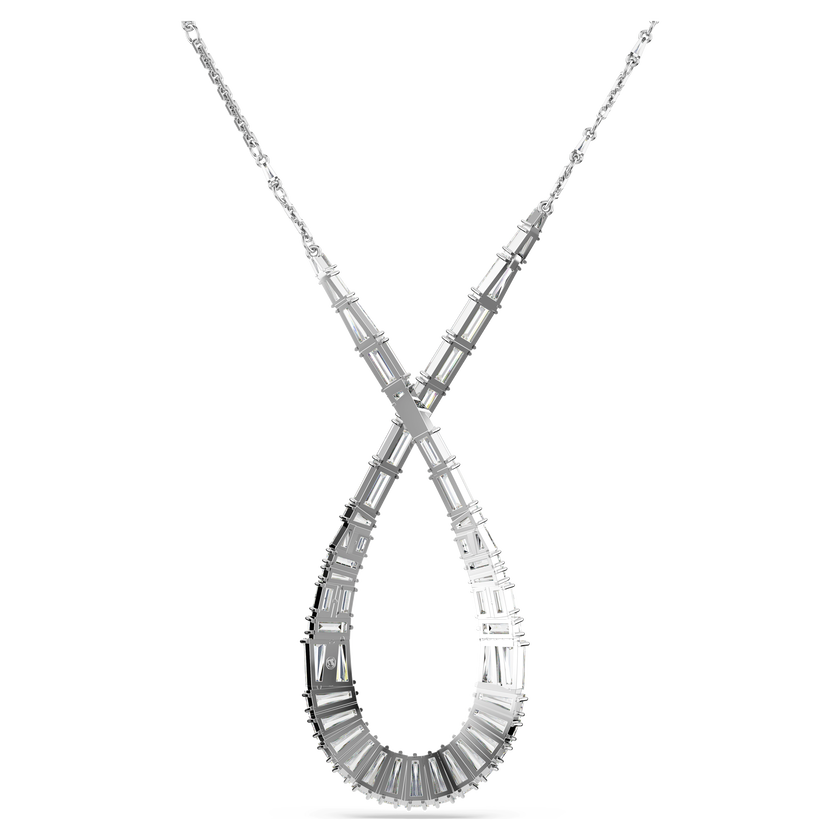 swarovski hyperbola pendant  mixed cuts  infinity  white  rhodium plated