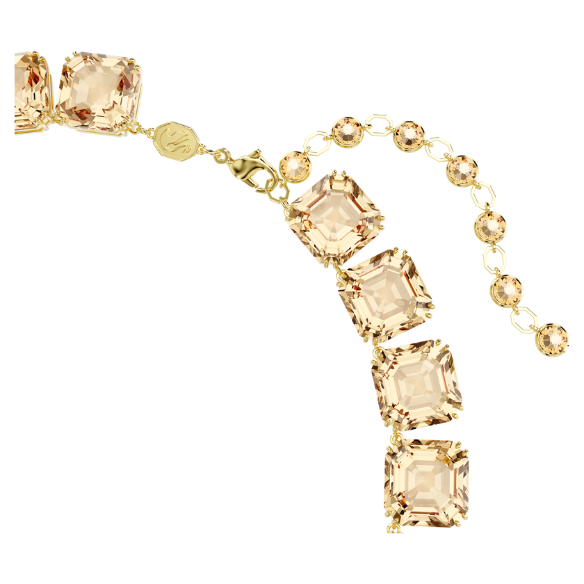 swarovski millenia necklace  octagon cut  caramel  18k gold finish