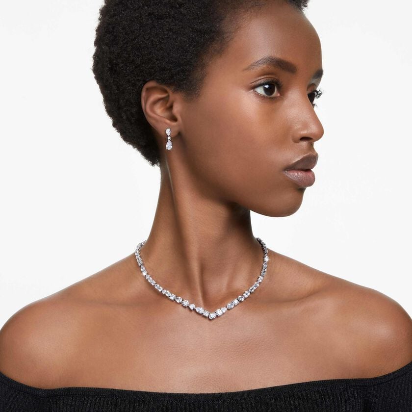 swarovski mesmera set  mixed cuts  white  rhodium plated