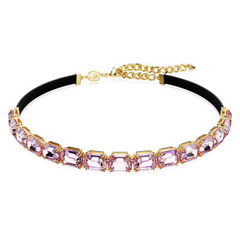 swarovski millenia tennis choker  octagon cut  purple  gold tone plated