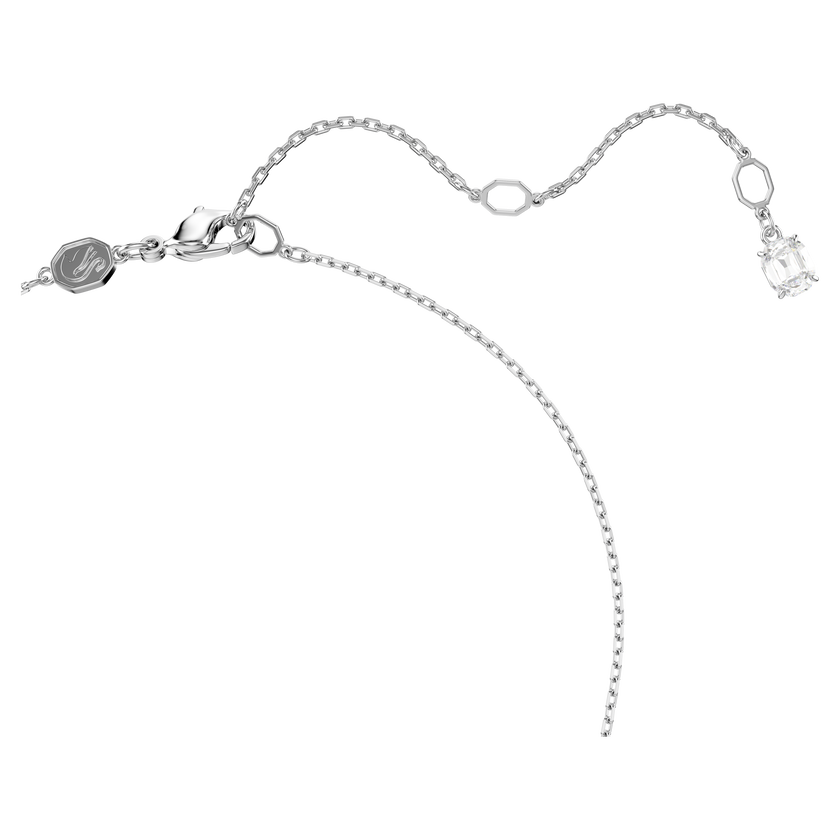 swarovski matrix pendant  baguette cut  knot  white  rhodium plated